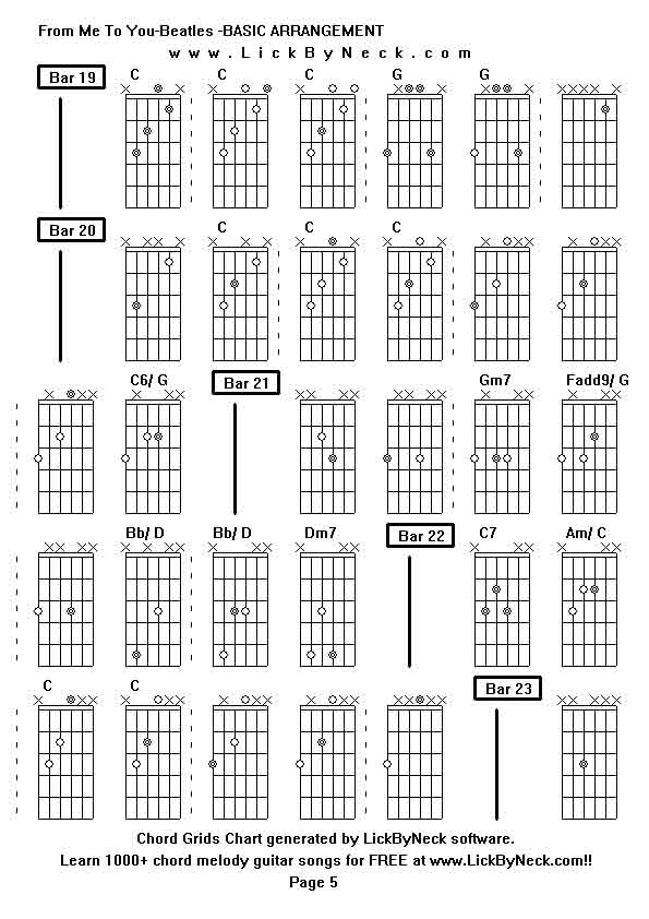 Chord Grids Chart of chord melody fingerstyle guitar song-From Me To You-Beatles -BASIC ARRANGEMENT,generated by LickByNeck software.